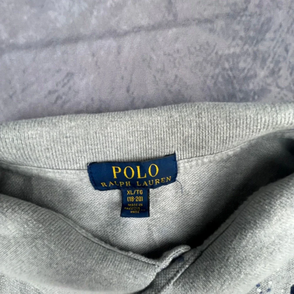 Polo Ralph Lauren Paint‎ Splatter Big Pony Polo Shirt Grey M Y2K Streetwear